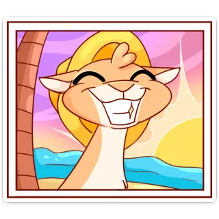 😁 lhama, praia, desenho animado, fofo, animal, verão telegram sticker