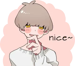 😊 nice~ Anime, Lindo, Kawaii, Chico, Sonrisa whatsapp sticker