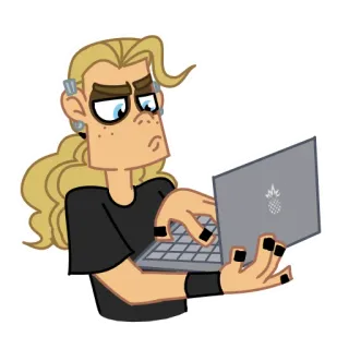 💻 cartone animato, uomo, laptop, ananas, computer, maschio telegram sticker