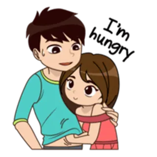 😋 dibujos animados, pareja, romance, abrazo telegram sticker