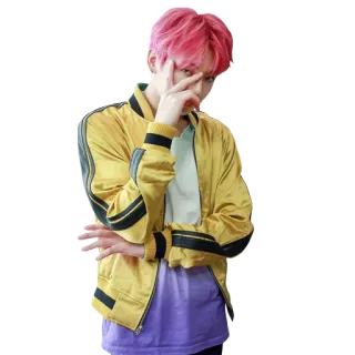 ✌️ Person, Jacke, pinke Haare, Mann, casual telegram sticker