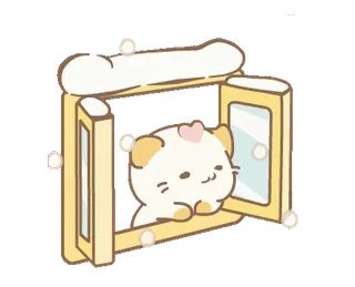 ⭐ süß, Katze, Fenster, kawaii, entzückend, Cartoon, Tier telegram sticker