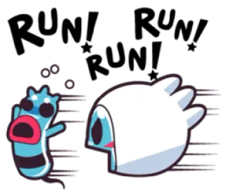 😤 RUN! RUN! RUN! Kartun, Berlari, Melarikan diri, Takut, Animasi, Mengejar telegram sticker