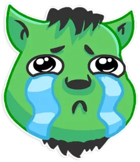 😭 悲しい, 泣く, 涙, 感情, 緑, 動物, アニメ telegram sticker
