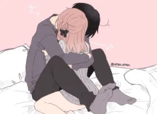 🤗 anime, couple, hug, love, romance, cute telegram sticker