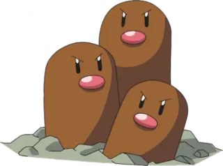 🔵 Diglett Pokemon pokemon, taupiqueur, sol, monstre, mignon, dessin animé telegram sticker