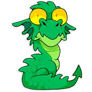 😲 dragão, verde, desenho animado, animal, fofo, ilustração telegram sticker