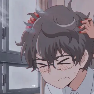 🖤 Anime, Dessin animé, Personnage, Lunettes, Mignon, Art telegram sticker