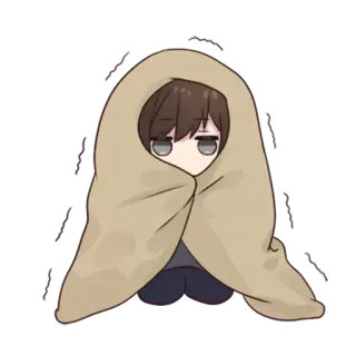 🥶 anime, cartoon, blanket, tired, sad telegram sticker