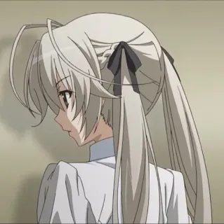 🐰 Anime, Mädchen, Weißes Haar, Pferdeschwanz, Schleife whatsapp sticker