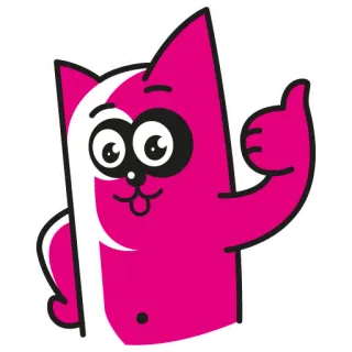 👍 แมว, การ์ตูน, สัตว์, ยกนิ้วโป้ง, น่ารัก, สีชมพู, สติกเกอร์ telegram sticker