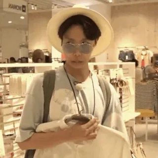 ✨ man, sunglasses, hat, shopping, store, casual telegram sticker