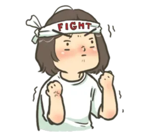 💪 FIGHT 싸움, 결의, 헤어밴드, 만화, 화난 whatsapp sticker