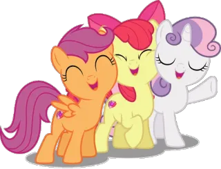 💕 My Little Pony my little pony, дружба это чудо, пони, мультфильм, милый, анимационный, дружба, apple bloom, sweetie belle, scootaloo telegram sticker