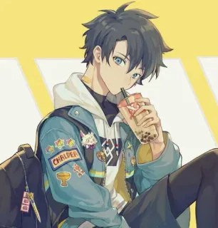 🥤 CHALDEA Anime, Junge, Boba, Sticker, Chaldea telegram sticker