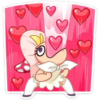 😍 Мультфильм, Сердце, Милый, Персонаж, Любовь, Стикер telegram sticker