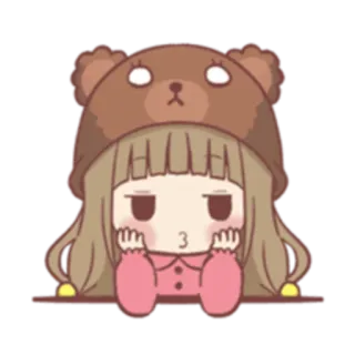 😒 милый, аниме, девушка, медведь, каваий, наклейка telegram sticker