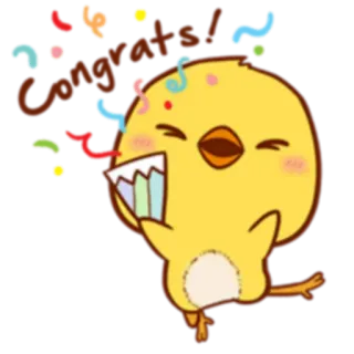 🎉 Congrats! parabéns, celebração, confete, frango telegram sticker