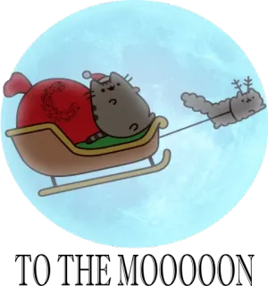 😍 Pusheen gato, navidad, lindo, fiesta, gatito, Pusheen, santa, trineo whatsapp sticker