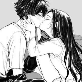 🖤 beso, amor, romance, pareja, anime, manga telegram sticker