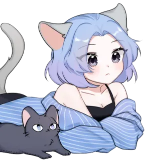 🍟 Catgirl, Anime, Manga, Kawaii, Schattig, Neko, Cartoon telegram sticker