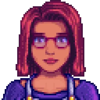 😐 Maru Stardew Valley videojuego, pixel art, mujer, gafas, Maru, Stardew Valley telegram sticker
