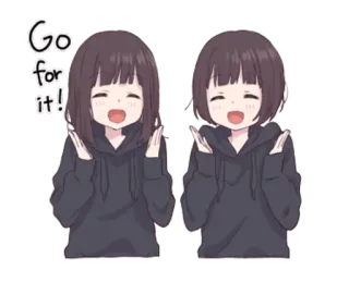 ✊ Go for it! garota anime, incentivo, fofo, ânimo, desenho animado, positivo whatsapp sticker