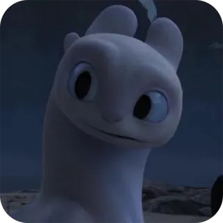 🤨 Light Fury How to Train Your Dragon дракон, милый, белый, животное, мультфильм whatsapp sticker