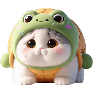 😩 chat, tortue, animal, mignon, kawaii, autocollant whatsapp sticker