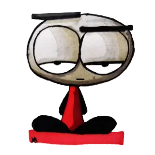 😒 cartoon, character, illustration, sitting, red, eyes, minimalist telegram sticker