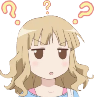 🤔 อนิเมะ, ผู้หญิง, คำถาม, สับสน, สีบลอนด์, สงสัย telegram sticker