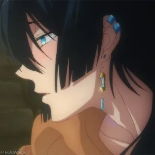 💎 @HAWKS Anime, Charakter, Ohrringe, blaue Augen, schwarze Haare telegram sticker