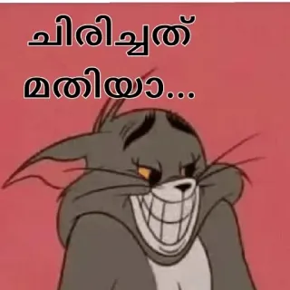 😂 Tom Cat Tom and Jerry ചിരിച്ചത് മതിയാ... cartoon, kat, glimlach, evil telegram sticker