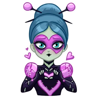 ❤️ dessin animé, personnage, alien, coeurs telegram sticker