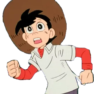 🏃‍♀️ Animé, Dessin animé, Course, Effrayé, Garçon, Chapeau whatsapp sticker