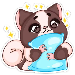 🤩 스티커, 고양이, 카와이, 귀여운, 베개, 졸린, 사랑스러운 telegram sticker
