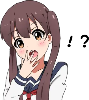 😱 anime, schoolgirl, shocked, cute, kawaii, illustration telegram sticker