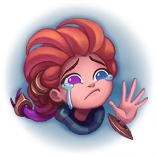 😢 Zeri League of Legends zeri, league of legends, crying, sad, emote telegram sticker