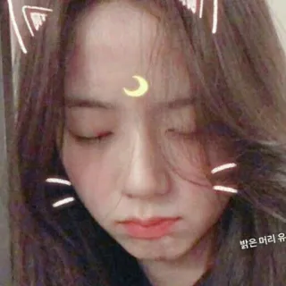 💖 밝은 머리 유 oreilles de chat, lune, mignon, filtré, coréen, femme telegram sticker