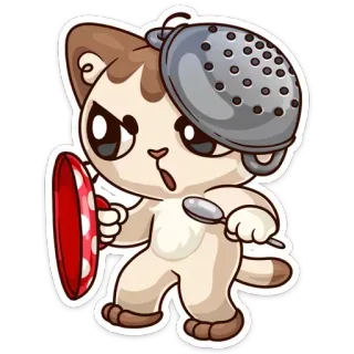😠 gatto, gattino, cartone animato, cuoco, cucina, stupido telegram sticker