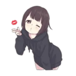 😀 Anime, Dibujo animado, Chica, Personaje, Lindo, Kawaii whatsapp sticker