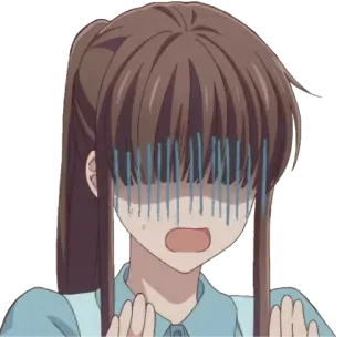 😂 Tohru Honda Fruits Basket อนิเมะ, ร้องไห้, หงุดหงิด, กังวล, โทโอรุ ฮอนดะ, Fruits Basket whatsapp sticker