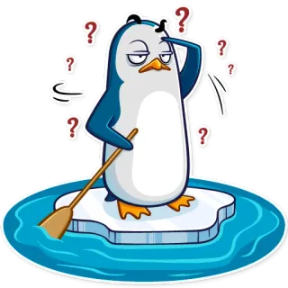 🚣 pinguino, punti interrogativi, banchisa, confuso, pagaia whatsapp sticker