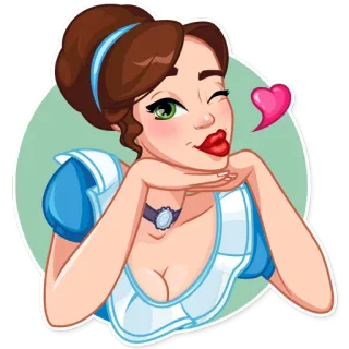 😘 femme, dessin animé, clin d'œil, cœur, bisou, fille telegram sticker