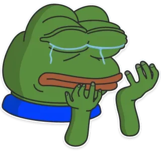 😫 Pepe the Frog pepe, frog, meme, sad, crying, internet, cartoon telegram sticker