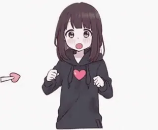 💃 anime, chica, linda, corazón, manga telegram sticker
