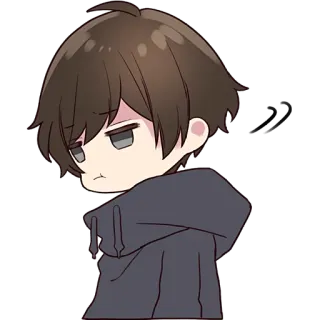 😒 Аниме, Чиби, Мультфильм, Наклейка, Милый, Мальчик whatsapp sticker