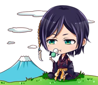 🍡 Anime, Manga, Chibi, Kawaii, Carino, Giapponese, Dango, Monte Fuji telegram sticker
