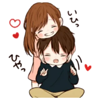 😁 ひっ mignon, couple, animé, kawaii telegram sticker