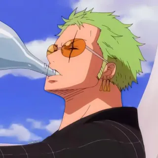 🌽 Zoro One Piece anime, one piece, zoro, roronoa zoro, drinking, sunglasses, green hair telegram sticker